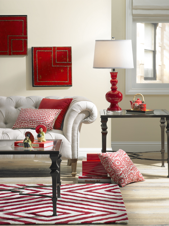 Colorful Living Room Decorating in Red