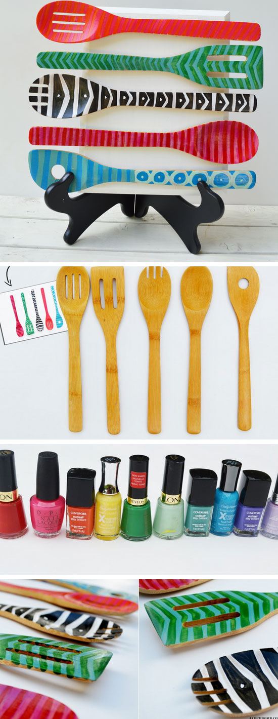 Make a Funky Wooden Spoon Display | Click Pic for 28 DIY Kitchen Decorating Ideas on a Budget | DIY Home Decorating on a Budget