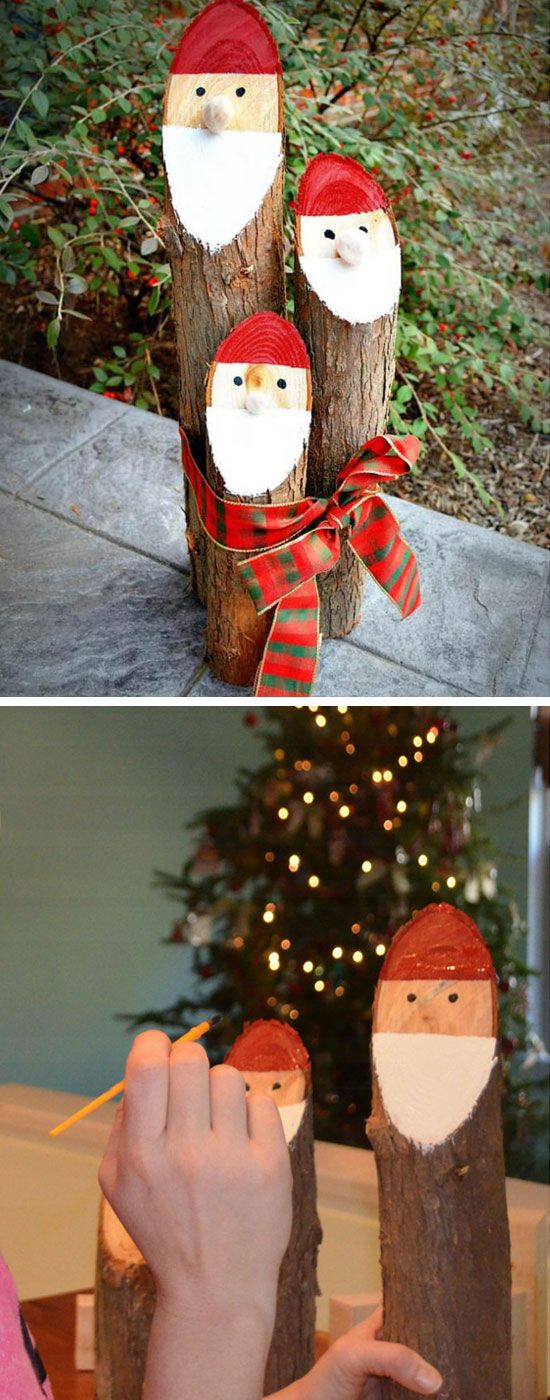 DIY Log Santas. 