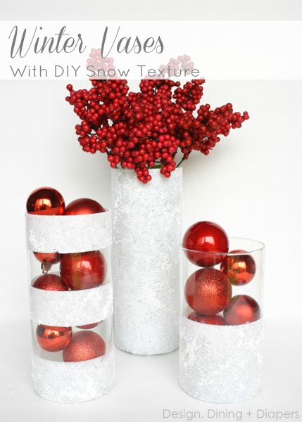 Winter Vases Using Dollar Store Finds