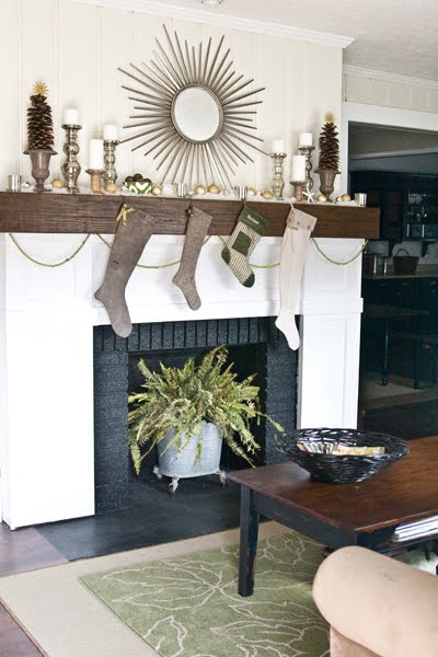 rustic burlap mantel