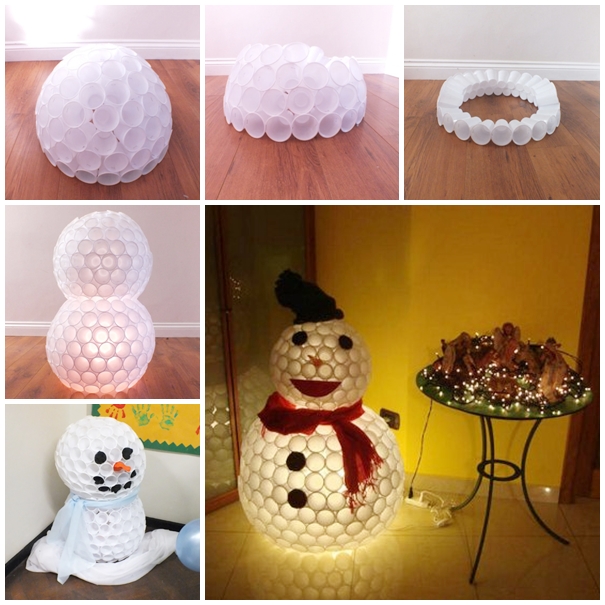 Plastic Cup Snowman...these are the BEST DIY Christmas Decorations & Craft Ideas!
