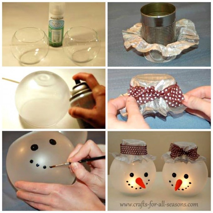 DIY Snowman Candle Holders...these are the BEST Homemade Christmas Decorations & Craft Ideas!