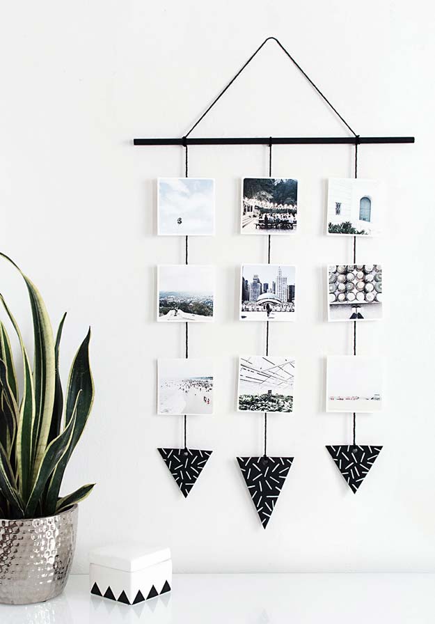 DIY Room Decor Ideas in Black and White - Photo Wall Hanging - Creative Home Decor and Room Accessories - Cheap and Easy Projects and Crafts for Wall Art, Bedding, Pillows, Rugs and Lighting - Fun Ideas and Projects for Teens, Apartments, Adutls and Teenagers http://diyprojectsforteens.com/diy-decor-black-white