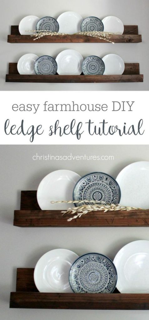easy farmhouse DIY ledge shelf tutorial