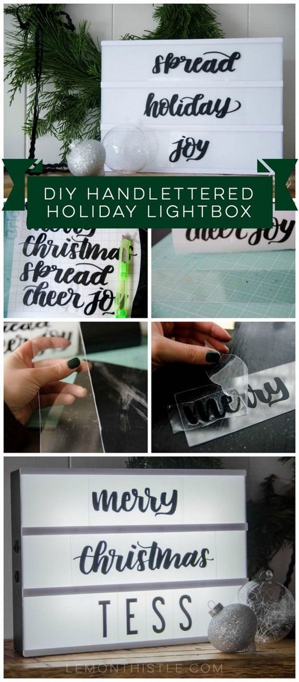 DIY Handlettered Holiday Lightbox. Add more handmade flair to your home decor with this easy and awesome DIY prject!