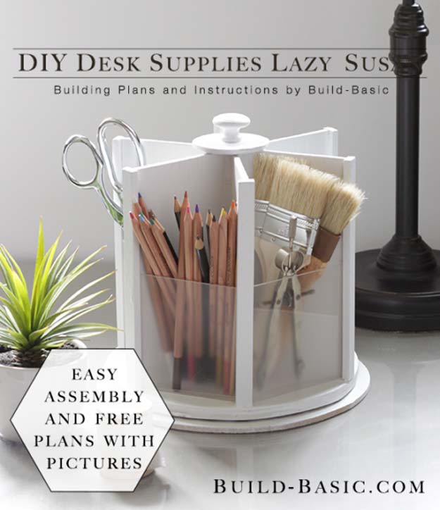 DIY Room Decor Ideas in Black and White - DIY Desk Supplies Lazy Susan - Creative Home Decor and Room Accessories - Cheap and Easy Projects and Crafts for Wall Art, Bedding, Pillows, Rugs and Lighting - Fun Ideas and Projects for Teens, Apartments, Adutls and Teenagers http://diyprojectsforteens.com/diy-decor-black-white