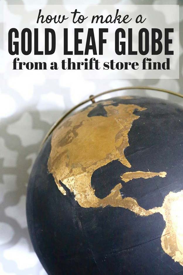 Gold DIY Projects and Crafts - DIY Black & Gold Globe - Easy Room Decor, Wall Art and Accesories in Gold - Spray Paint, Painted Ideas, Creative and Cheap Home Decor - Projects and Crafts for Teens, Apartments, Adults and Teenagers http://diyprojectsforteens.com/diy-projects-gold