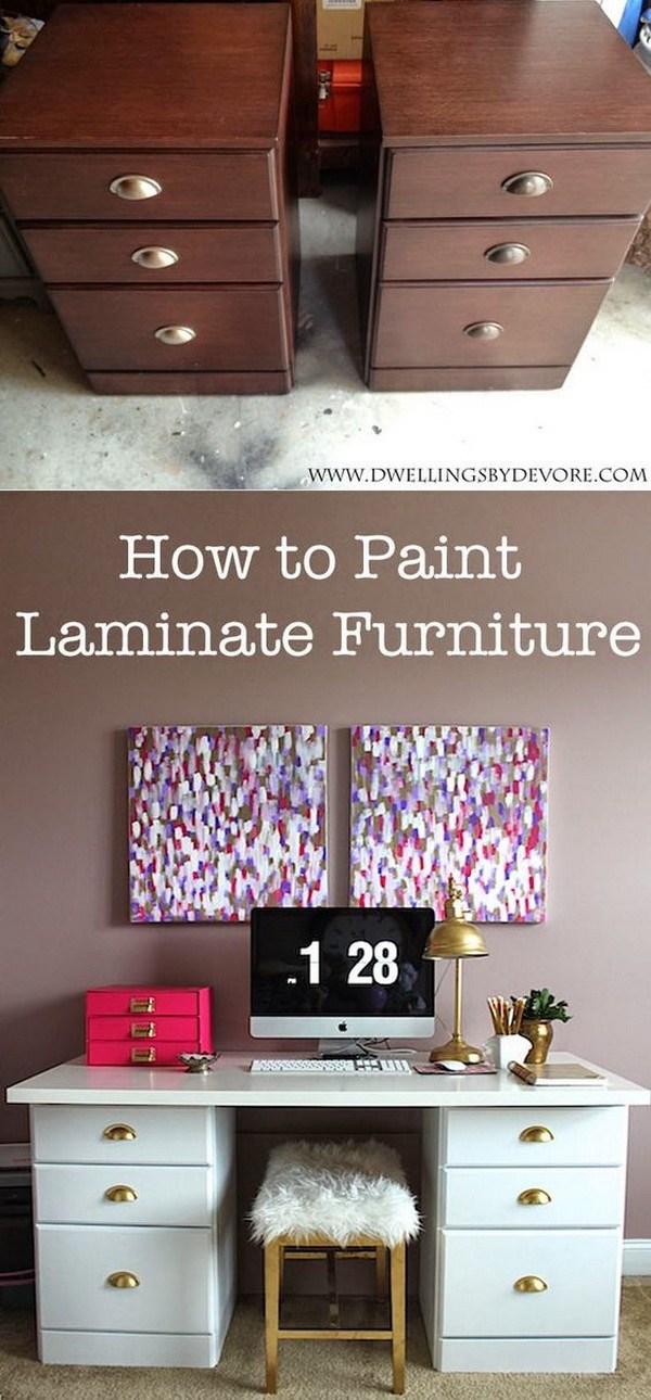 Painting Laminate Furniture. If you not like the natural look of the laminate furniture, try to give it a new fresh look with some paints!
