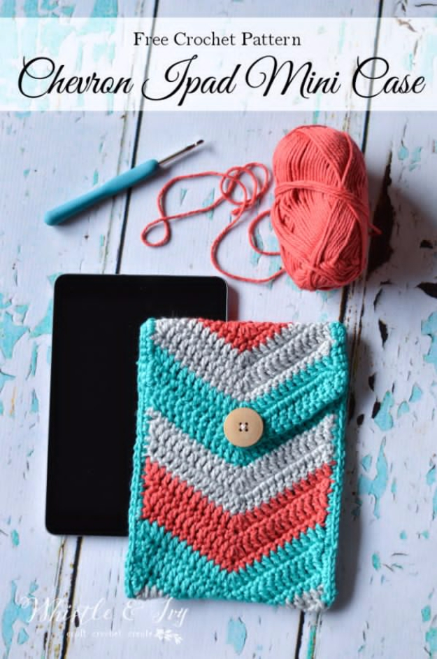 Best DIY Gifts for Girls - Crochet Chevron iPad Mini Case - Cute Crafts and DIY Projects that Make Cool DYI Gift Ideas for Young and Older Girls, Teens and Teenagers - Awesome Room and Home Decor for Bedroom, Fashion, Jewelry and Hair Accessories - Cheap Craft Projects To Make For a Girl for Christmas Presents http://diyjoy.com/diy-gifts-for-girls