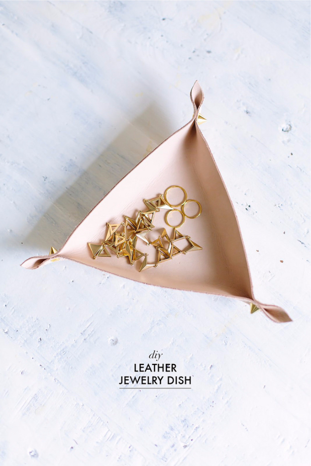 Best DIY Gifts for Girls - DIY Leather Jewelry Dish - Cute Crafts and DIY Projects that Make Cool DYI Gift Ideas for Young and Older Girls, Teens and Teenagers - Awesome Room and Home Decor for Bedroom, Fashion, Jewelry and Hair Accessories - Cheap Craft Projects To Make For a Girl for Christmas Presents http://diyjoy.com/diy-gifts-for-girls