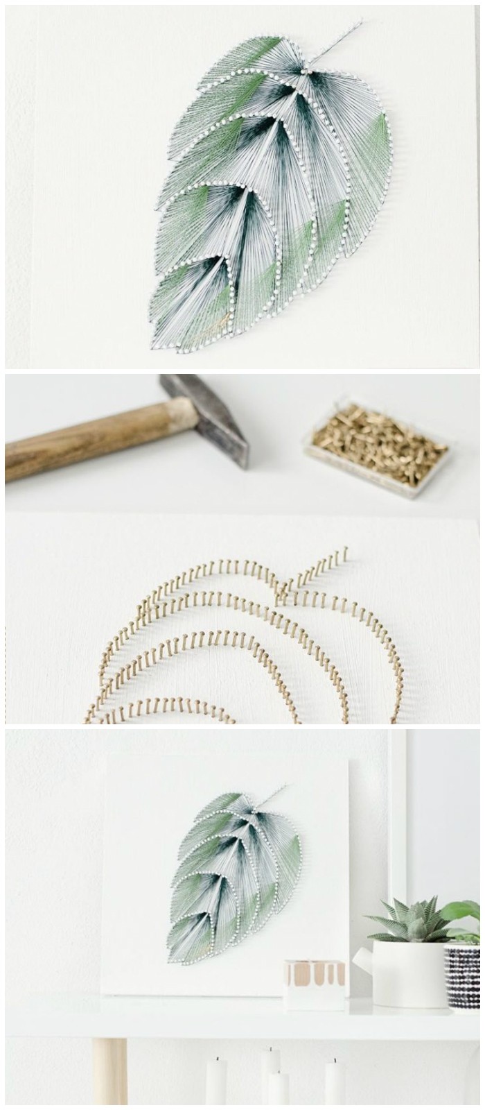 DIY Thread Leaf Wall Art Cheap DIY Projects For Your Home Decoration