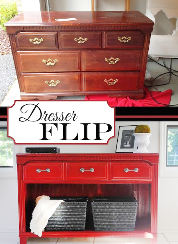 DIY Furniture Hacks | Dresser Flip | Cool Ideas for Creative Do It Yourself Furniture Made From Things You Might Not Expect - http://diyjoy.com/diy-furniture-hacks