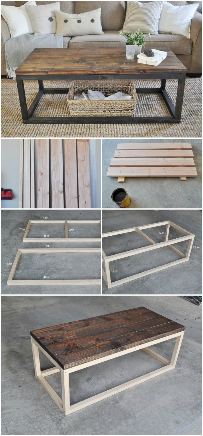Industrial Wooden Coffee Table Cheap DIY Projects For Your Home Decoration