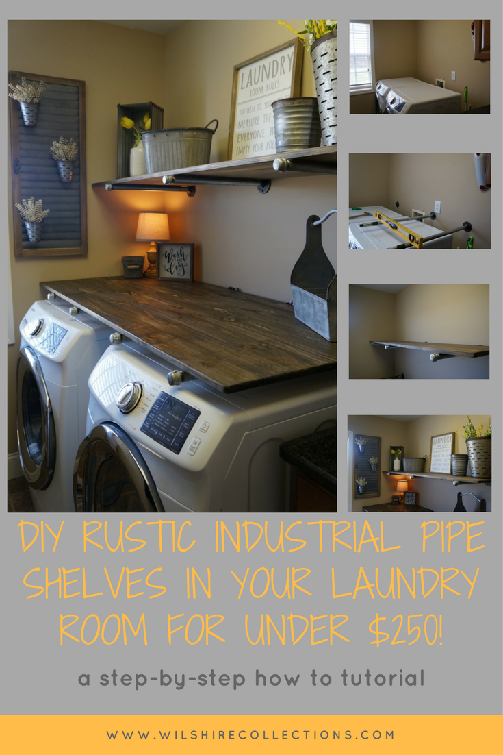 laundry room diy industrial pipe shelves