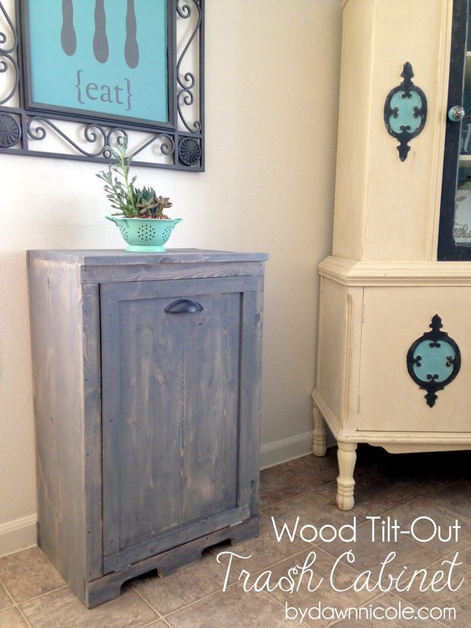 Wood Tilt Out Trash Can Cabinet | bydawnnicole.com