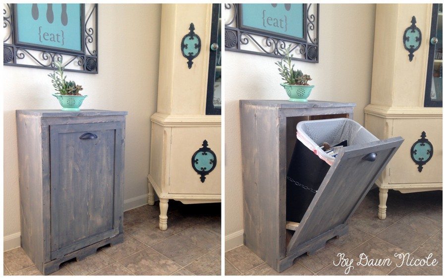 Wood Tilt Out Trash Can Cabinet | bydawnnicole.com