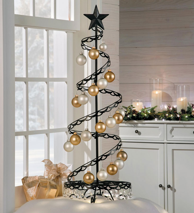 Christmas Decorating Ideas-Small Spaces-How To Display Ornaments-Spiral Tree