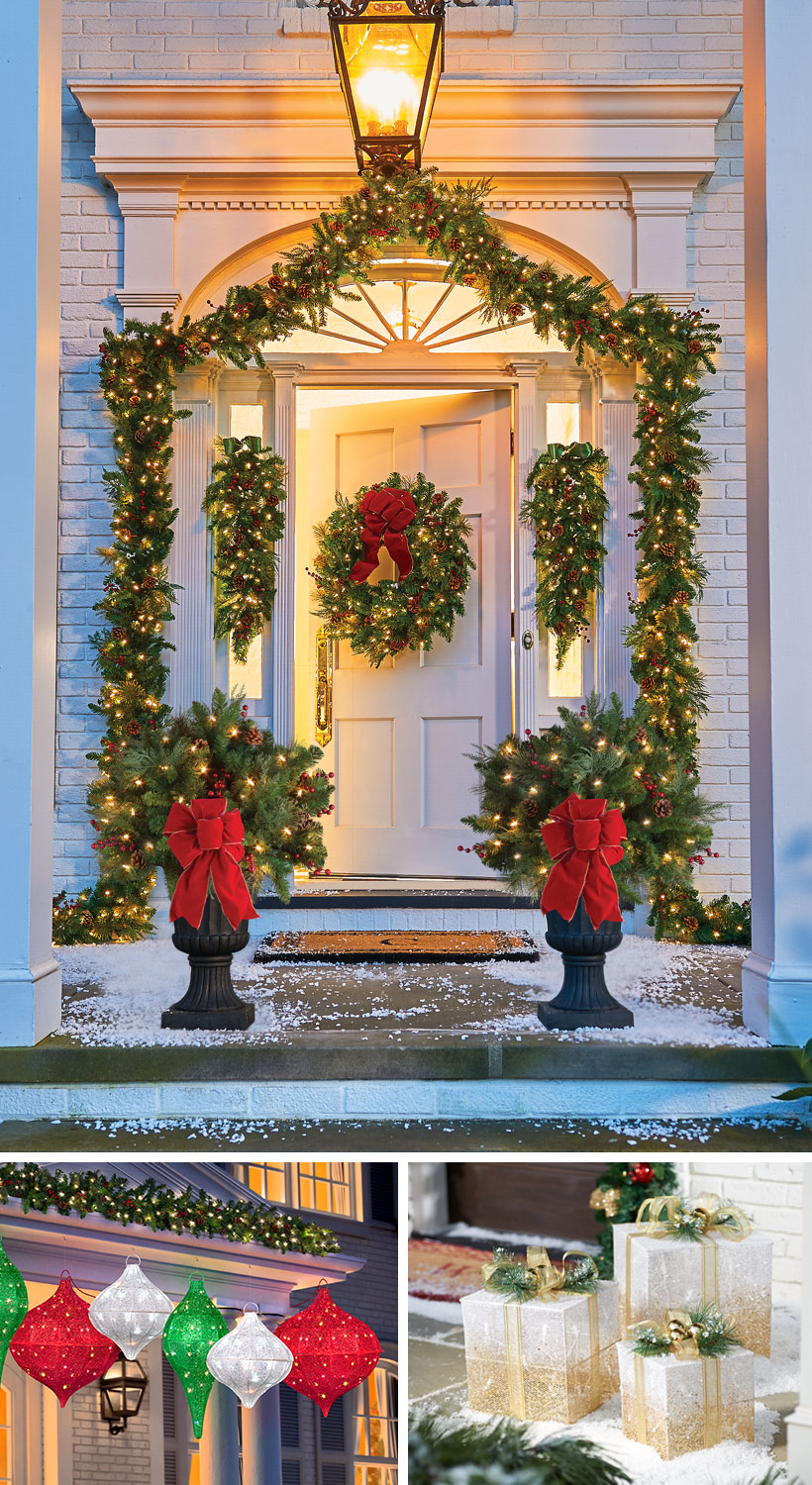 Dress Your Home to Impress with These Outside Christmas Decorations-Entryway