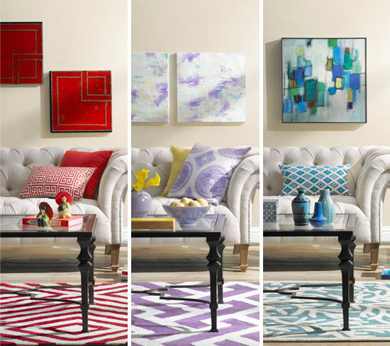 A Colorful Living Room Decorating Idea: One Room, Three Ways