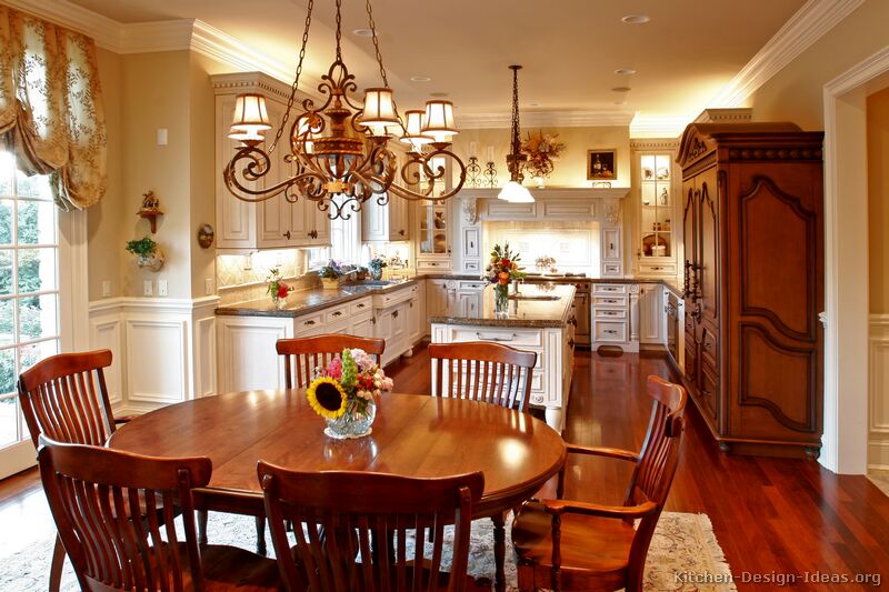 A Creamy White Kitchen with Antique Kitchen Cabinets