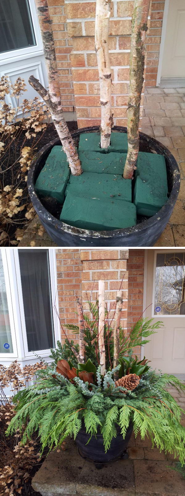 DIY Outdoor Christmas Planter. 