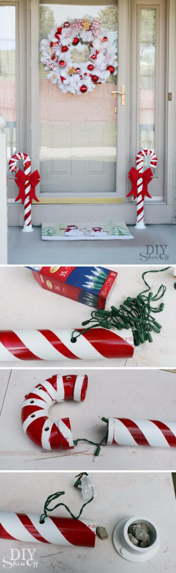 Candy Canes Made from PVC Pipes. 