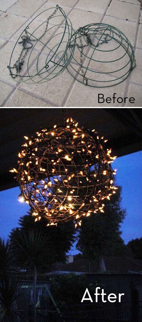 DIY Fairy Light Globe from Wire Baskets. 