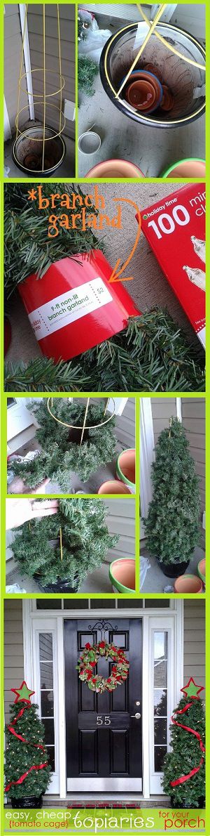 DIY Tomato Cage Christmas Trees. 