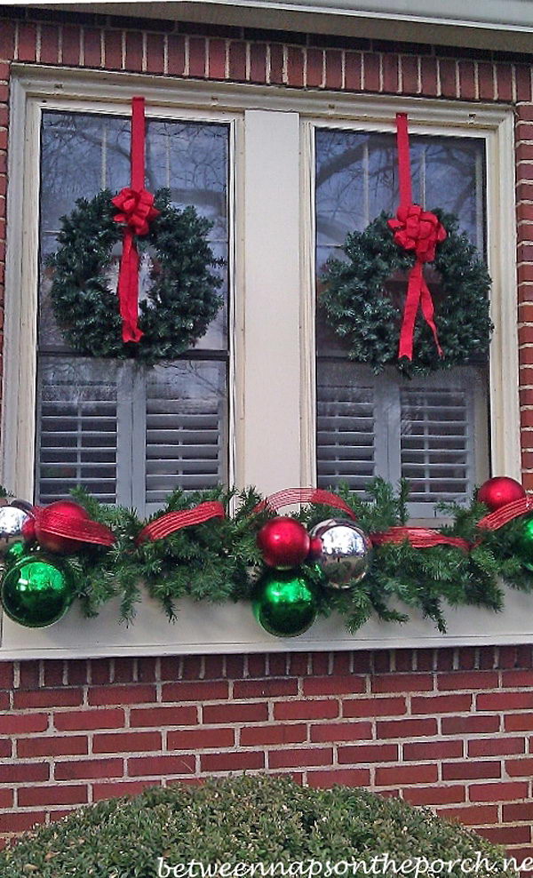 Hanging Wreaths on Windows. 