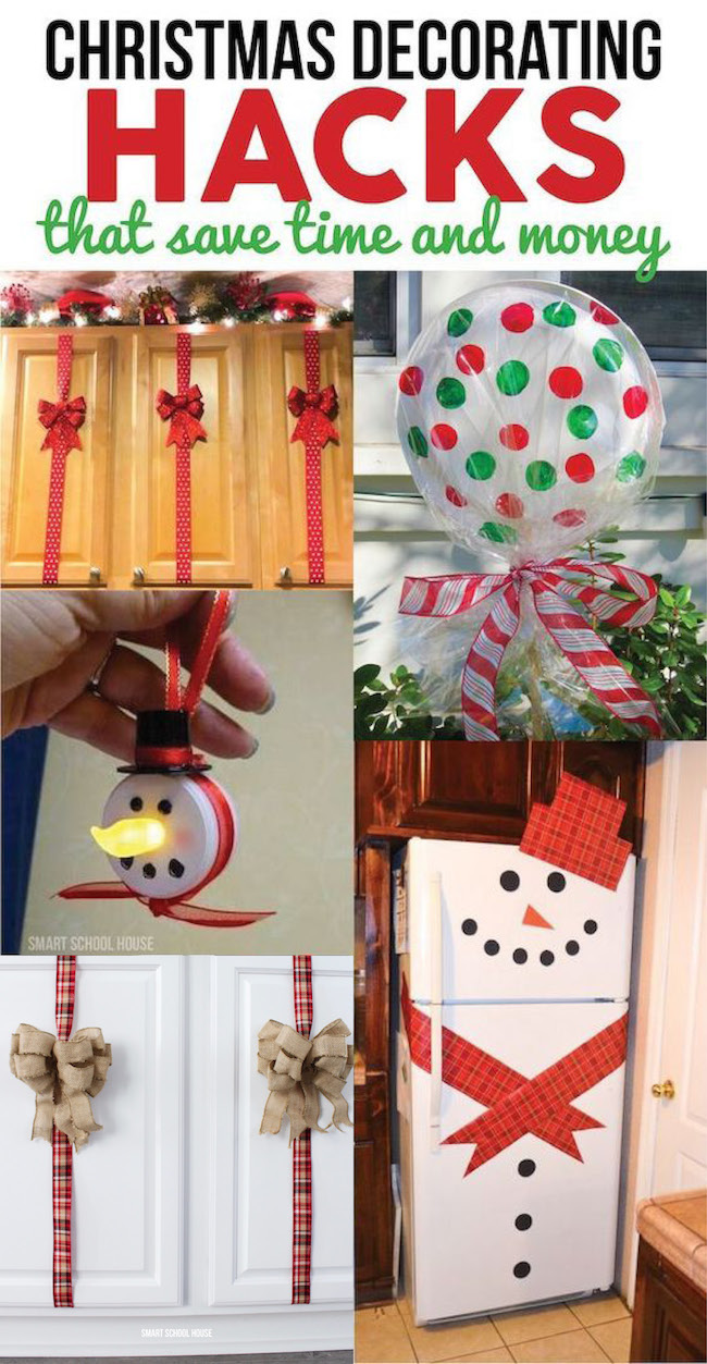 Christmas Decorating Hacks that save time and money. Easy DIY and craft ideas with pictures and supplies included! #DIYChristmas #HandmadeChristmas #HomemadeChristmasIdea #HomemadeChristmasDecor #DIYChristmasGift