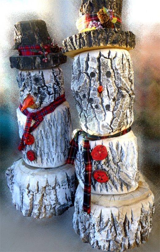 DIY Log Snowmen...these are the BEST Homemade Christmas Decorations and Craft Ideas!
