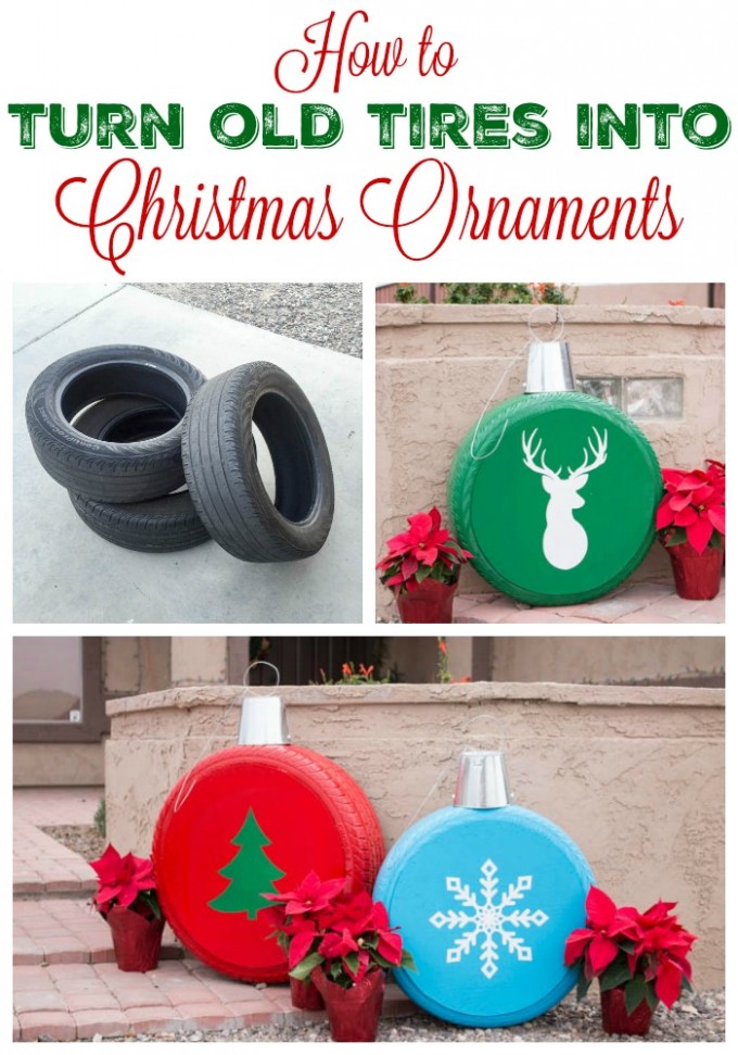 Turn Old Tires into Giant Ornaments...these are the BEST DIY Christmas Decorations & Craft Ideas!