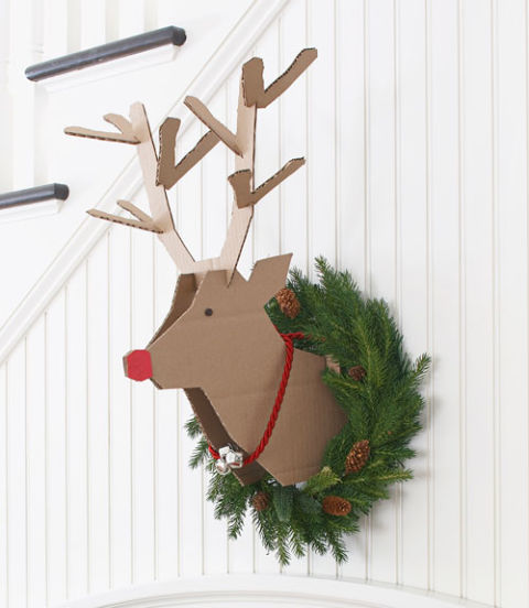 Recycled Cardboard Rudolph Reindeer...these are the BEST DIY Christmas Decorating Ideas!