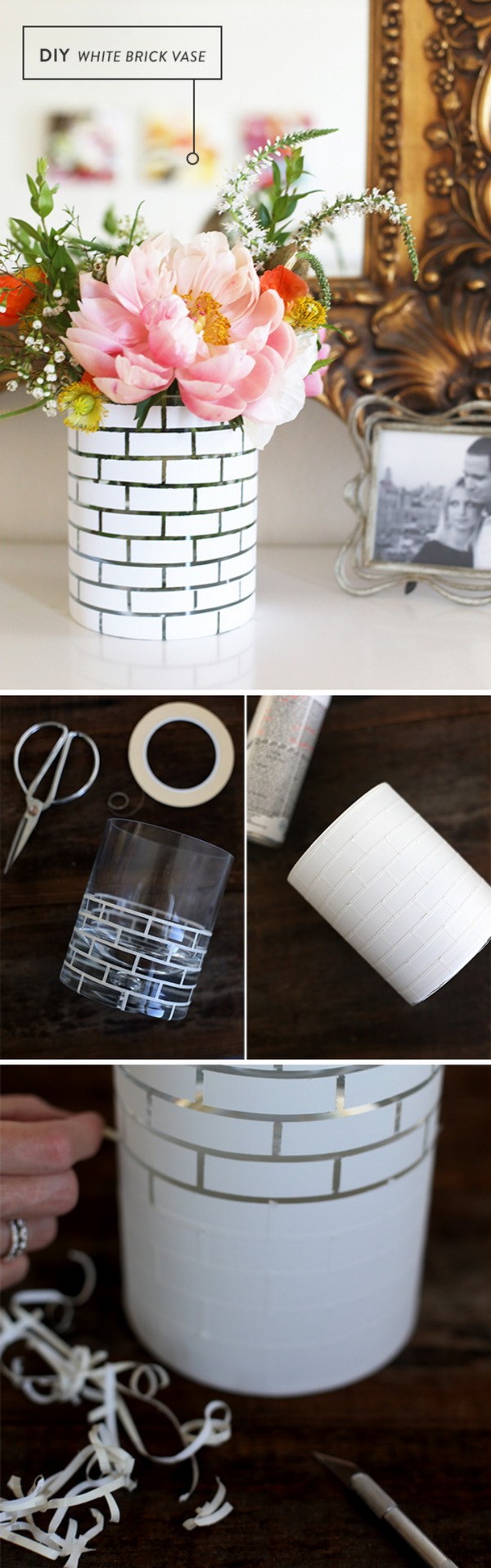 DIY White Brick Vase: A creative and easy way to add some new life into your clear vases! This white brick vase will surely be a great addition to your room! 