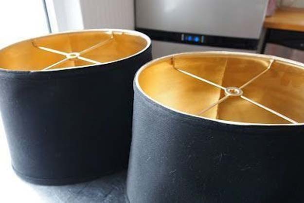 Gold DIY Projects and Crafts - Gold Metallic Glow Lampshade - Easy Room Decor, Wall Art and Accesories in Gold - Spray Paint, Painted Ideas, Creative and Cheap Home Decor - Projects and Crafts for Teens, Apartments, Adults and Teenagers http://diyprojectsforteens.com/diy-projects-gold