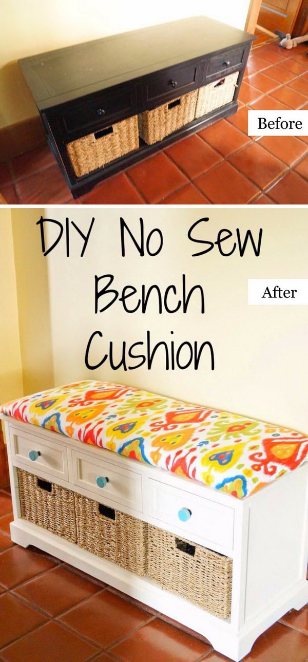 DIY No Sew Bench Cushion. 