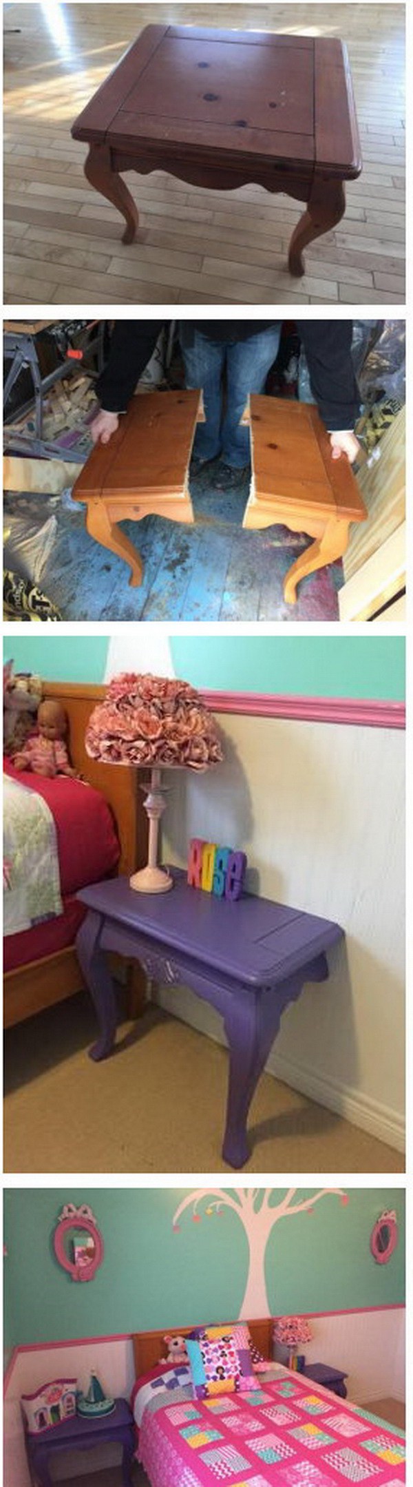 Magical Multiplying Nightstands: Turn one end table that you never use into two DIY nightstands for your bedroom. What an easy and creative DIY furniture for your home! 