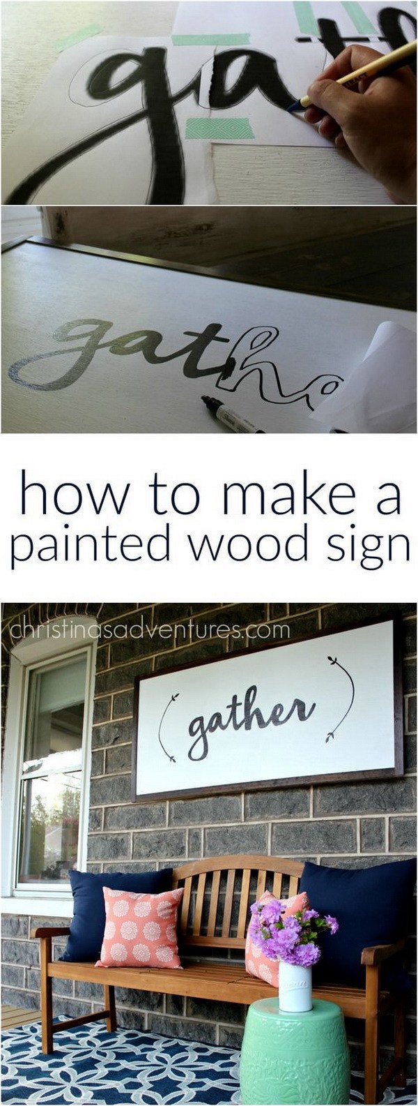 DIY Large Painted Wooden Sign: This painted wood sign is very easy to make. No special tools required and makes a statement to your home decor.