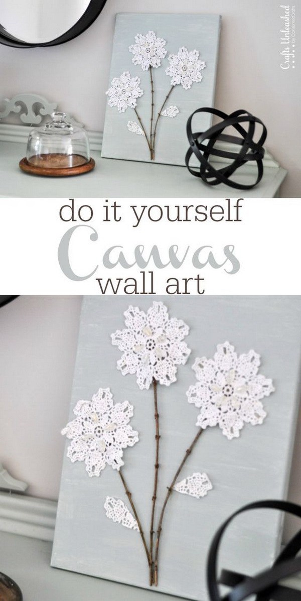 DIY Canvas Wall Art with Shabby Chic Flowers: Add a bit of shabby chic charm to your home decor with this DIY canvas wall art project. You only need a few supplies & it's simple to make! 