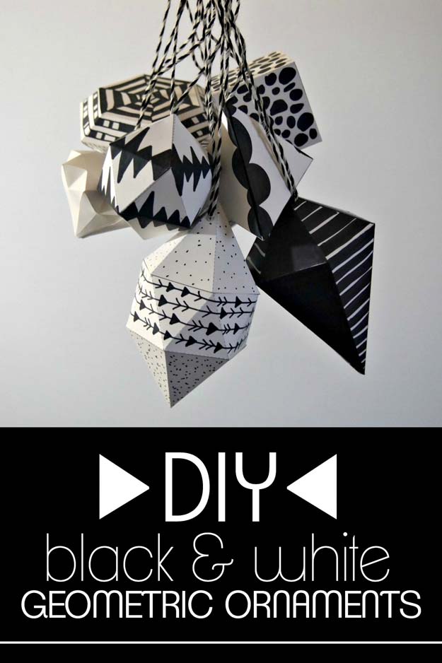 DIY Room Decor Ideas in Black and White - DIY Black and White Geometric Ornaments - Creative Home Decor and Room Accessories - Cheap and Easy Projects and Crafts for Wall Art, Bedding, Pillows, Rugs and Lighting - Fun Ideas and Projects for Teens, Apartments, Adutls and Teenagers http://diyprojectsforteens.com/diy-decor-black-white