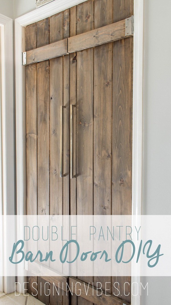 DIY Double Pantry Barn Door: Learn how to built this double pantry doors with reclaimed wood all for under $90 with the tutorial. 