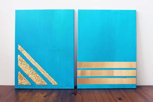 Gold DIY Projects and Crafts - Gold Thumbtack Wall Art - Easy Room Decor, Wall Art and Accesories in Gold - Spray Paint, Painted Ideas, Creative and Cheap Home Decor - Projects and Crafts for Teens, Apartments, Adults and Teenagers http://diyprojectsforteens.com/diy-projects-gold
