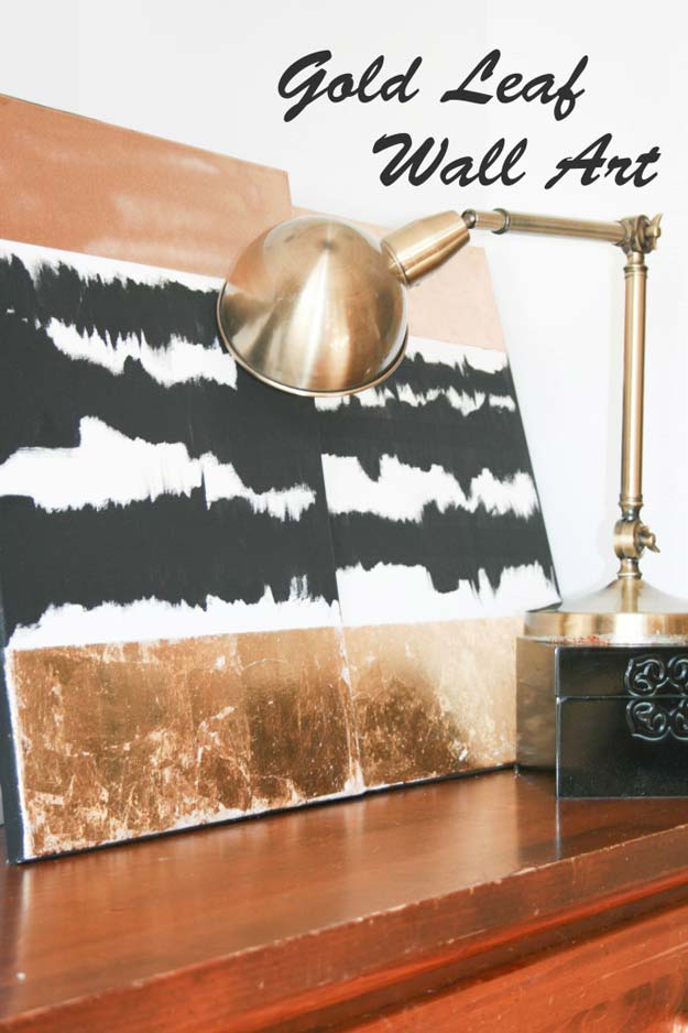DIY Room Decor Ideas in Black and White - DIY Gold Leaf Wall Art - Creative Home Decor and Room Accessories - Cheap and Easy Projects and Crafts for Wall Art, Bedding, Pillows, Rugs and Lighting - Fun Ideas and Projects for Teens, Apartments, Adutls and Teenagers http://diyprojectsforteens.com/diy-decor-black-white