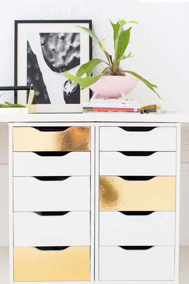 Gold DIY Projects and Crafts - Faux Brass Drawer Fronts - Easy Room Decor, Wall Art and Accesories in Gold - Spray Paint, Painted Ideas, Creative and Cheap Home Decor - Projects and Crafts for Teens, Apartments, Adults and Teenagers http://diyprojectsforteens.com/diy-projects-gold