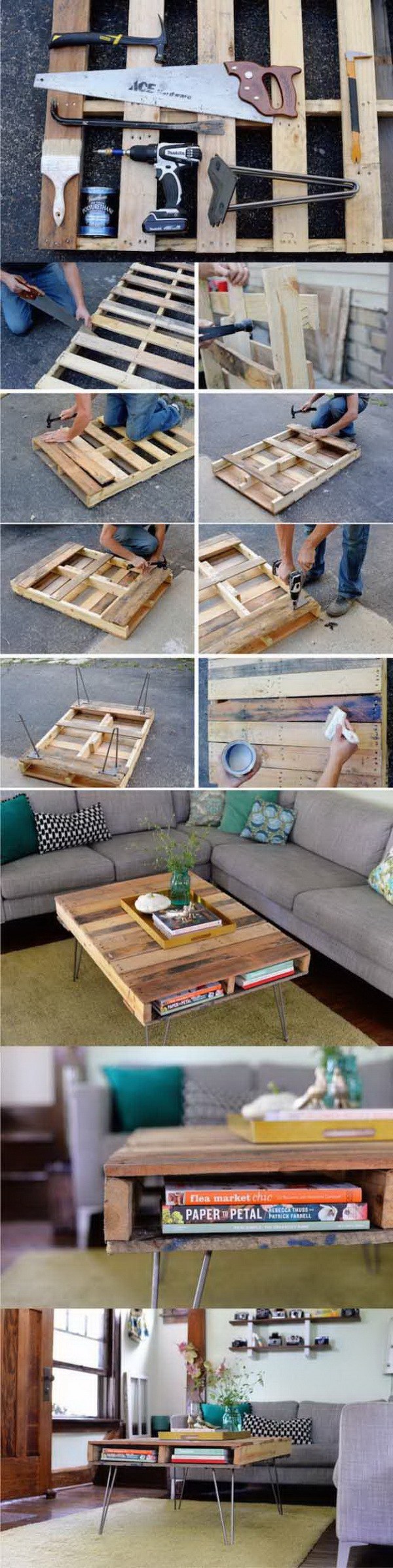DIY Pallet Coffee Table: Another easy and budget friendly DIY furniture for your home! Add more rustic charm to your home with this DIY! 