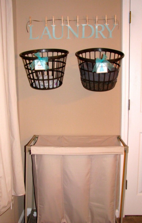 Hanging Laundry Baskets Save Time - 150 Dollar Store Organizing Ideas and Projects for the Entire Home