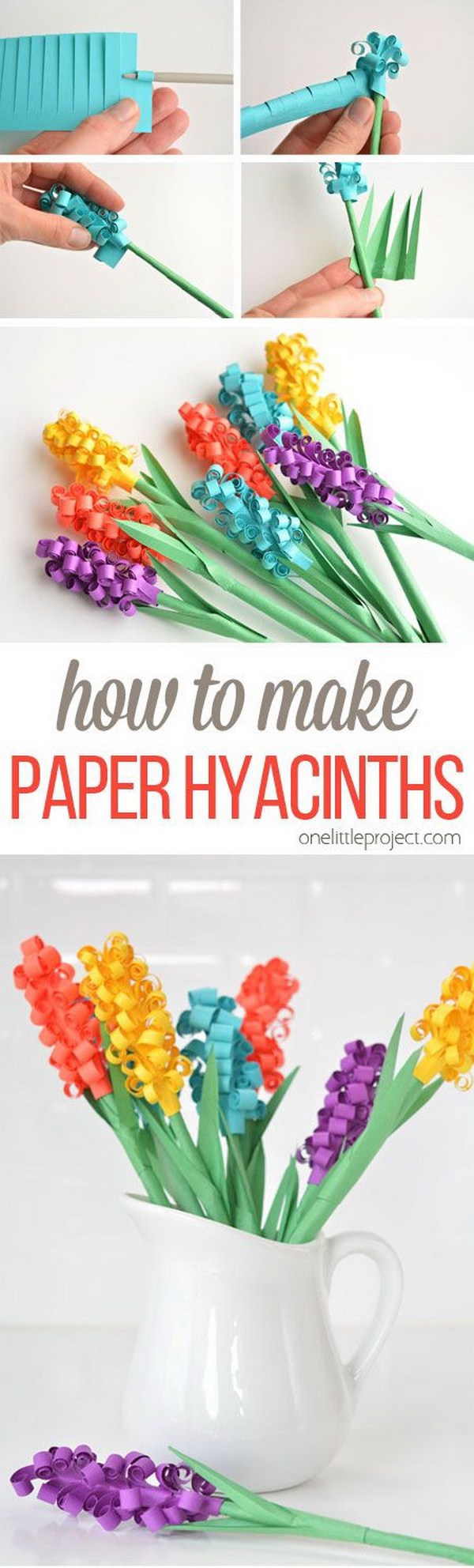 Handmade Paper Hyacinth Flowers: These paper hyacinth flowers are easy to put together and make a gorgeous DIY bouquet! Such a fun spring craft idea!  