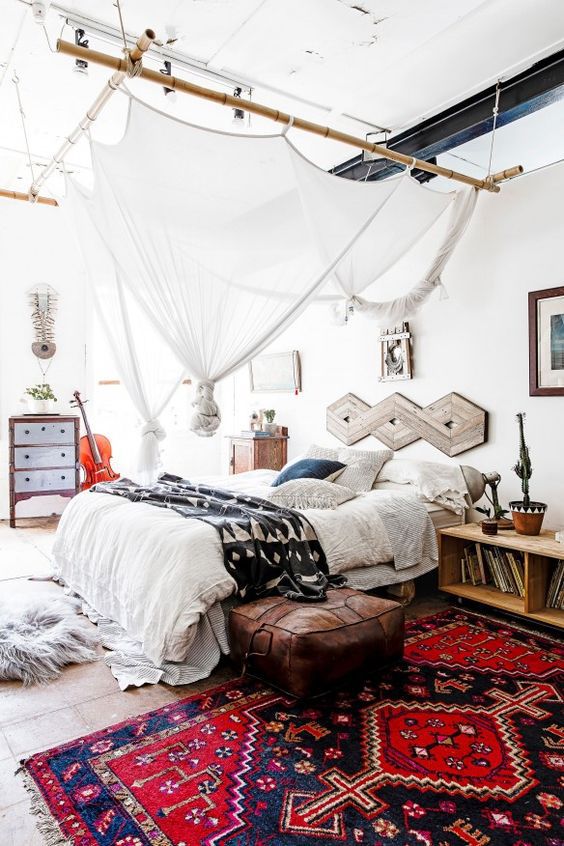 modern bohemian bedroom inspiration - rug