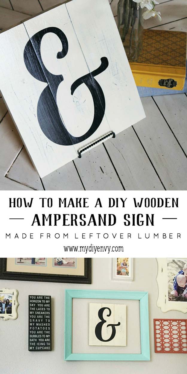 DIY Room Decor Ideas in Black and White - DIY Ampersand Sign - Creative Home Decor and Room Accessories - Cheap and Easy Projects and Crafts for Wall Art, Bedding, Pillows, Rugs and Lighting - Fun Ideas and Projects for Teens, Apartments, Adutls and Teenagers http://diyprojectsforteens.com/diy-decor-black-white